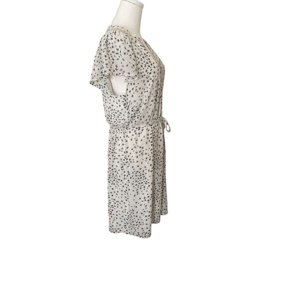 H&M Black and White Sheer Lined Dress Size 12 Button Down Front Tie - Picture 13 of 16